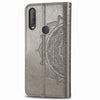 For  Alcatel 1S (2020) Embossed Mandala Pattern TPU + PU Horizontal Flip Leather Case with Holder & Three Card Slots & Wallet(Gray)