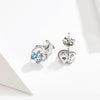 Pet Paw Print Earrings Platinum-plated Love Heart-shaped Girls Earrings, Color:Blue