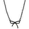 925 Sterling Silver Bowknot Necklace Women All-Match Simple Jewelry(Black)