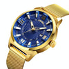 SKMEI 9166 Fashion Men Business Watch 30m Waterproof Metal Quartz Wristwatch(Blue)