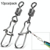 10pcs /Pack Stainless Steel Fishing Connector Bearing Rolling Swivel Connector Fishing Gear Accessories(12(17mm))
