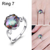 Seven Colored Gemstone Zircon Ring Solid 925 Sterling Silver Jewelry Ring 7