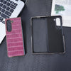 For Samsung Galaxy Z Fold6 5G Electroplated PC Crocodile Pattern Folding Phone Case(Red)
