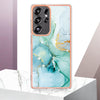 For Samsung Galaxy S25 Ultra 5G Electroplating Marble Pattern Dual-side IMD TPU Shockproof Phone Case(Green 003)