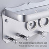 Wall Mounted Hair Dryer Holder Hole-Free Bathroom Space Aluminum Multifunctional Shelf, Style: Small With 2 Loops Silver