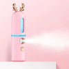 Facial Steamer Nano Spray Water Replenishing Instrument Portable Cold Spray Machine Charging Beauty Instrument Automatic Alcohol Sprayer, Style:Cute Deer(Pink)