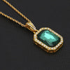 Hip Hop Mini Rhinestone Colorful Pendant Twist Necklace for Men(Gold and Green)