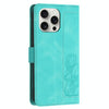 For iPhone 13 Pro Max Tulips Embossed Leather Phone Case with Lanyard(Green)