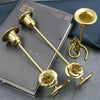 DH2304-01 Rose Carved Metal Candle Holder Bar Decoration Candlelight Dinner Candlesticks, Size: Medium Gold