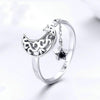 S925 Sterling Silver Ring Starlight Moon Sky Open Ring