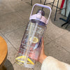 GYBL4503 2000ml Large-capacity Outdoor Sports Water Bottle with Straw, Spec: Purple+Stickers