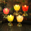 LED Electronic Candle Lotus Lamp Buddha Offering Light Simulation Swing Decorative Lights(Pink)