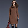 Autumn And Winter Knitwear Dresses Long Turtleneck Sweater For Women, Size: XXXL(Camel)