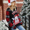 Christmas Women Pullover Sweater Santa Claus Embroidery Crew Neck Knit Sweater, Size: L(Black)