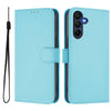 For Samsung Galaxy A26 5G Skin Feel Solid Color Leather Phone Case with Lanyard(Sky Blue)