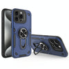 For iPhone 15 Pro Max Metal Rotating Bracket TPU + PC Magnetic Phone Case(Dark Blue)