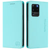 For Samsung Galaxy S20 Ultra RC01 Dual-Folded Magnetic Suction RFID Leather Phone Case(Mint Green)