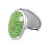 Diamond-encrusted Metal Double Side Folding Mini Portable Round Small Makeup Mirror(Green)