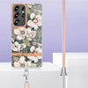 For Samsung Galaxy S25 Ultra 5G Flowers and Plants Series IMD TPU Phone Case with Lanyard(Green Gardenia)