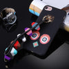 For iPhone 7 Round Eyes Pattern Soft TPU Protective Back Cover Case with Rivet Lanyard(Black)