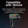 PDF4 PD 25W Fast Car Charger with Hands-Free Calls FM Transmitter 7-Color Led Lights MP3 Player