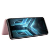 For Asus ROG Phone 3 ZS661KS Carbon Fiber Texture Horizontal Flip TPU + PC + PU Leather Case with Card Slot(Pink)