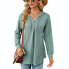 Autumn Winter V-Neck Loose Long Sleeve Hooded Sweatshirt Women Outerwear, Size: XXL(Dark Green)