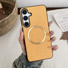 For Samsung Galaxy S25 5G Magsafe Magnetic Ring Cloth Texture Phone Case(Orange)