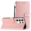 For Samsung Galaxy S25 Ultra 5G Silk Texture Horizontal Flip Leather Phone Case(Rose Gold)