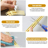 2.5cm x 5m  Golden Tile Gap Tape Waterproof PVC Self Adhesive Sticker(Laser)