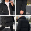 Mens Long Down Jacket Coat Winter Parkas Thick Warm Slim Fit Male Overcoat, Size:XXXL(Black)