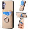 For Samsung Galaxy S25+ 5G Carbon Fiber Card Wallet Ring Phone Case(Khaki)