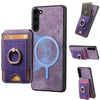 For Samsung Galaxy S23+ 5G Retro Splitable Magnetic Stand Card Bag Leather Phone Case(Purple)