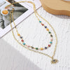 Angel Eyes Pendant Layered Necklace, Model: N2210-3 Double-layer Color Eyes