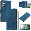 For Samsung Galaxy A05s Tulips Embossed Leather Phone Case with Lanyard(Blue)