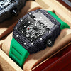 BINBOND B6577 Barrel Shape 30m Waterproof Sports Quartz Watch(Green Silicon-Black-Black)