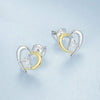 S925 Sterling Silver Platinum-Plated Two-Tone Heart Earrings(BSE1027)