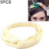 5 PCS Retro Floral Printed Ladies Classic Cross Hair Bands(Yellow)
