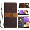For Samsung Galaxy A32 5G Grid Stitching Leather Phone Case with Lanyard(Brown)
