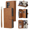 For Samsung Galaxy S25 Ultra 5G 9-Card Slots Zipper Wallet Bag Leather Phone Case(Brown)