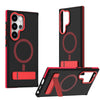 For Samsung Galaxy S25 Ultra 5G Dual-Color Skin Feel Magsafe Phone Case with Holder(Red)
