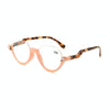 Diamond Studded Cat Eye Presbyopic Glasses Half-frame Fish-filament Glasses Unisex, Degree: +350(Light Pink)