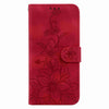 For Realme 13+ Global Lily Embossed Leather Phone Case(Red)