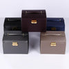PU Leather Three-Layer Jewelry Box Necklace Storage Display Packaging Box With Handle(Dark Gray)
