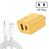 45PQ 45W PD25W + QC3.0 20W USB Super Fast Charger with Type-C to 8 Pin Cable, US Plug(Yellow)