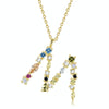 S925 Sterling Silver 26 Engligh Letters Colorful Zircon Women Nacklace Jewelry, Style:M(Gold)