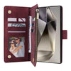 For Samsung Galaxy S25 Ultra 5G Multifunctional Frosted Zipper Wallet Leather Phone Case(Wine Red)