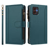 For Samsung Galaxy XCover 7 Pro Magnetic Closure Nine Card Slots Zipper Leather Case with Hand Strap(Dark Green)
