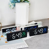 0715 Voice-activated LED Mute Date Temperature Display Electronic Clock(White Shell Blue Light)