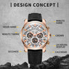 Ochstin 5052B Multifunctional Business Waterproof Leather Strap Quartz Watch(Rose Gold+Black)